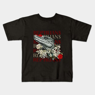 Reptilians alligator flowers cocodrile Kids T-Shirt